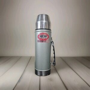 Vintage Uno-Vac Stainless Steel Vacuum Thermos Hammertone Green 1 Quart